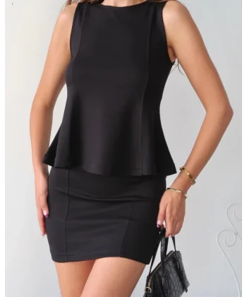 Kadın Modal Kumaş Volanlı Mini Etek Takım