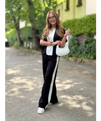 Kadın Modal Kumaş Yakası Fermuarlı şerit Detaylı Takım