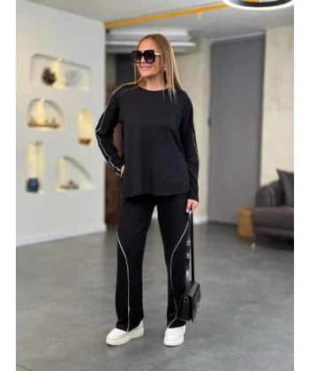 Kadın odal Kumaş Yırtmaç Detaylı Biyeli Ikili Takım