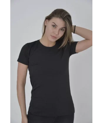 Kadın Omuz Fileli Slim Fit T-shirt - Siyah