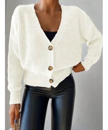 Kadın önü Düğmeli Triko Hırka