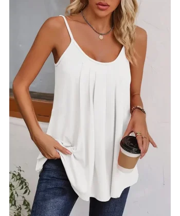 Kadın önü Pile Detay Askılı Viskon Bluz