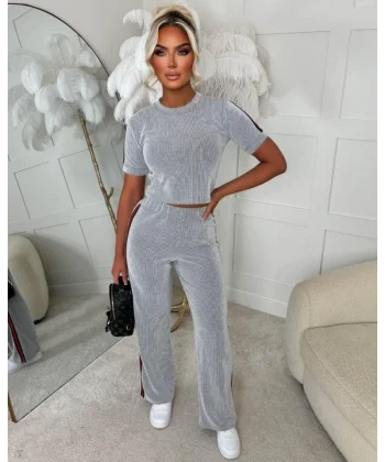 Kadın Ottoman Kumaş şerit Detaylı Ikili Takım