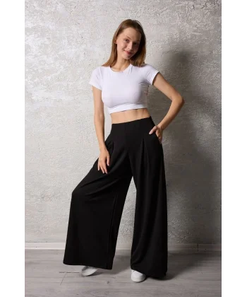 Kadın Pileli Gizli Cep Detay Salaş Pantolon