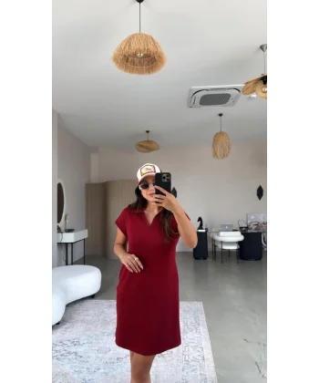 Kadın Polo Yaka Mini Elbise