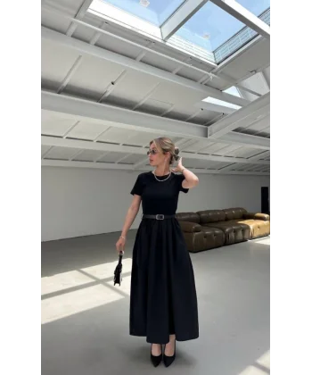 Kadın Poplin Kumaş Cepli Maxi Boy Elbise