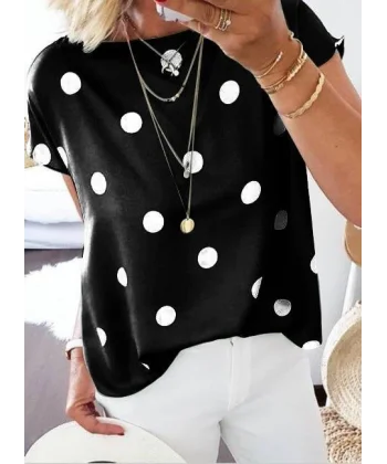 Kadın Puantiyeli Moskrep Kumaş Bluz