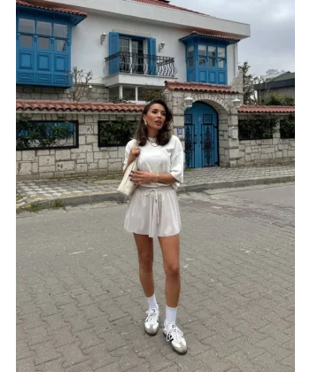 Kadın Sandy Kumaş Bağıcık Detaylı şort