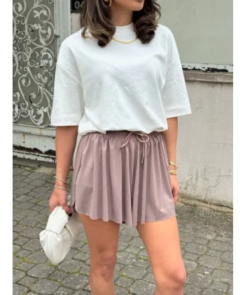 Kadın Sandys Kumaş Bağıcık Detaylı şort