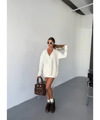 Kadın şardonlu Uzun Triko Hırka