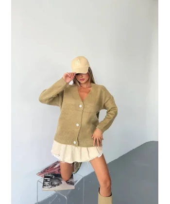 Kadın şardonlu Uzun Triko Hırka