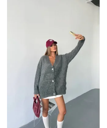 Kadın şardonlu Uzun Triko Hırka