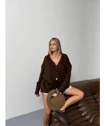 Kadın şardonlu Uzun Triko Hırka