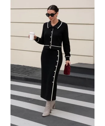 Kadın şerit Detay Ceket Ve Etek ıkılı Takım