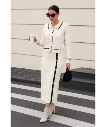 Kadın şerit Detay Ceket Ve Etek ıkılı Takım
