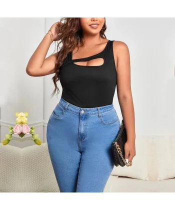 Kadın Sıfır Kol Geometrik Yaka Kaşkorse Bluz