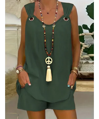 Kadın Sıfır Kol V Yaka Kuş Gözü Detay Bluz Short Aerobin Ikili Takım