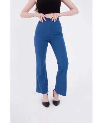 Kadın Skuba Krep Kumaş Basic  Pantolon - Indigo