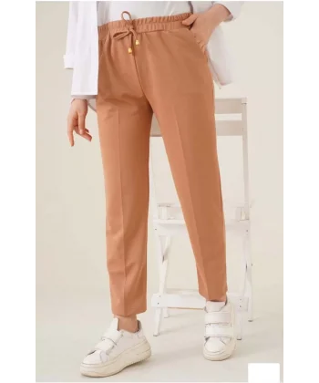 Kadın Tam Kalıp Basic Eşofman Pantolon - Kahverengi