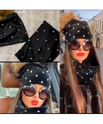 Kadın Taş Detay Boyunluk Ve Bere Takım