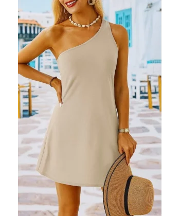 Kadın Tek Omuz Askılı Krep Mini Elbise