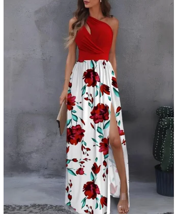 Kadın Tek Omuzdan Askılı Damla Detaylı üst Dalgıç Alt Süprem Maxi Elbise