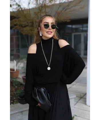 Kadın Triko Plise Ve Tül Detay Iki Parça Elbise