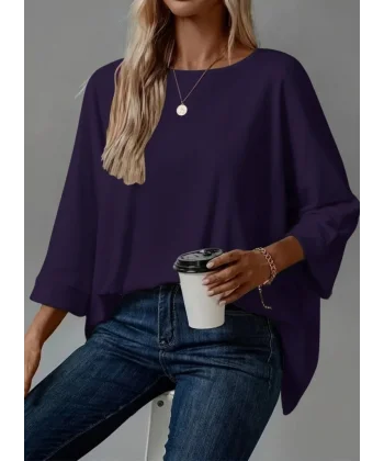 Kadın Truvakar Kollu Bisiklet Yaka Viskon Bluz