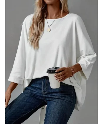 Kadın Truvakar Kollu Bisiklet Yaka Viskon Bluz