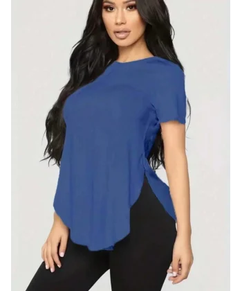 Kadın Türlü Viskon Kumaş Yırtmaç Detaylı Bluz