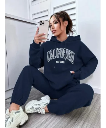 Kadın üç Iplik Kumaş California Kapşonlu Ikili Takım
