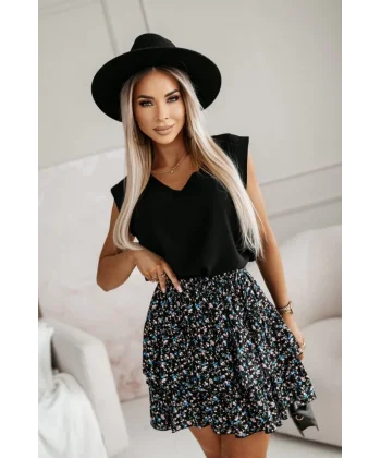 Kadın Üst Sandy Kumaş Bluz, Alt Çiçek Desenli Süprem Kumaş Etek İkili Takım