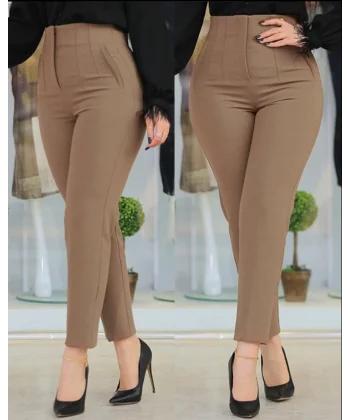 Kadın üste Oturan Paçası Bilek üzerinde Biten Atlas Kumaş Pantolon  (S)  48 (4XL)