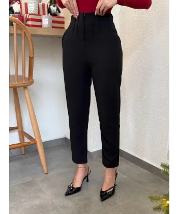 Kadın üste Oturan Paçası Bilek üzerinde Biten Atlas Kumaş Pantolon  (S)   (4XL)