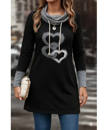 Kadın Uzun Kollu Balıkçı Yaka Bağcıklı Iki Iplik Elbise