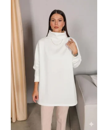 Kadın Uzun Kollu Balıkçı Yaka Scuba Tunik