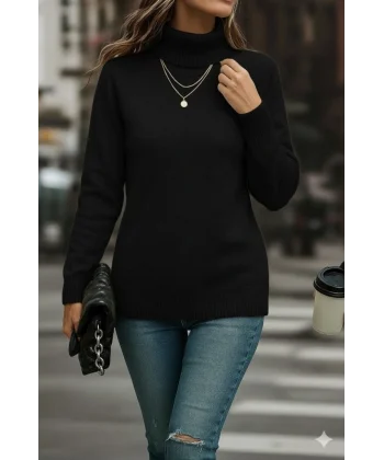 Kadın Uzun Kollu Balıkçı Yaka Triko Bluz