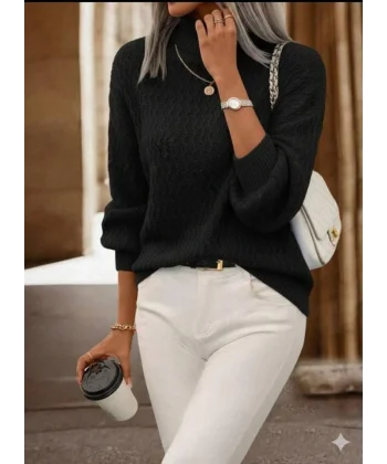 Kadın Uzun Kollu Balıkçı Yaka Triko Bluz