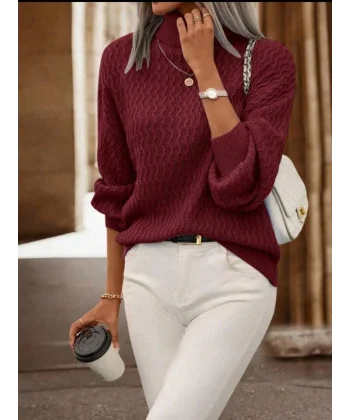 Kadın Uzun Kollu Balıkçı Yaka Triko Bluz