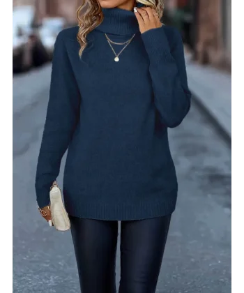 Kadın Uzun Kollu Balıkçı Yaka Triko Bluz