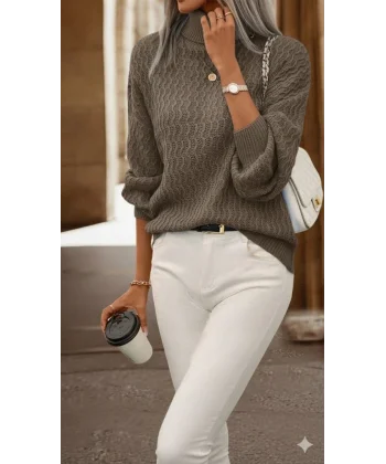 Kadın Uzun Kollu Balıkçı Yaka Triko Bluz