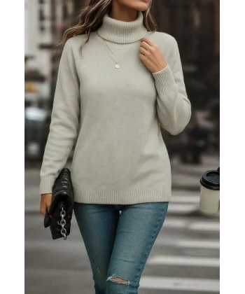 Kadın Uzun Kollu Balıkçı Yaka Triko Bluz