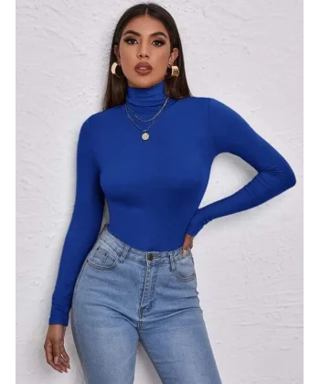 Kadın Uzun Kollu Balıkçı Yaka Viskon Bluz