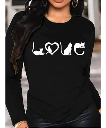 Kadın Uzun Kollu Bisiklet Yaka Baskılı Viskon Bluz