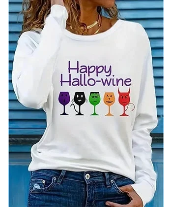 Kadın Uzun Kollu Bisiklet Yaka Baskılı Viskon Bluz