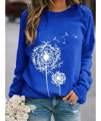 Kadın Uzun Kollu Bisiklet Yaka çiçek Desenli Viskon Bluz