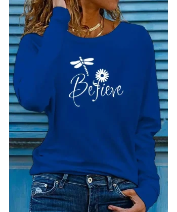 Kadın Uzun Kollu Bisiklet Yaka çiçek Desenli Viskon Bluz