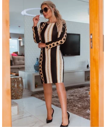 Kadın Uzun Kollu Bisiklet Yaka cuba idi Boy Elbise