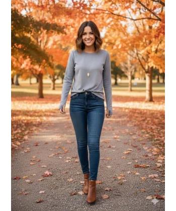 Kadın Uzun Kollu Bisiklet Yaka Dalgıç Kumaş Bluz