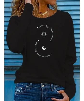 Kadın Uzun Kollu Bisiklet Yaka Desenli Viskon Bluz